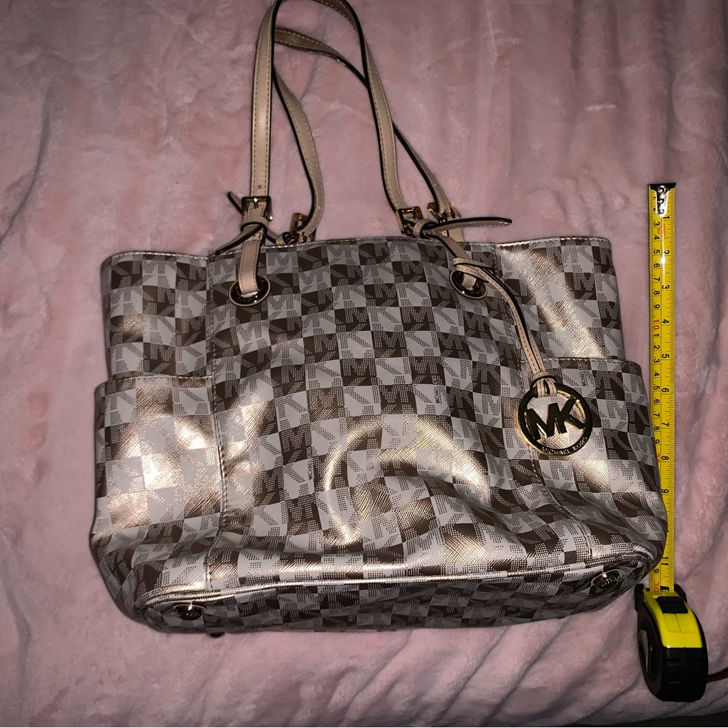 Michael Kors Checkered Gold And Copper Tote